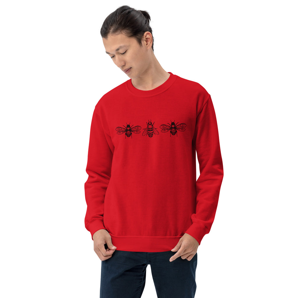 Honey Bees Crewneck Sweatshirt-Crewneck Sweatshirt-S-Red-Revival Ink