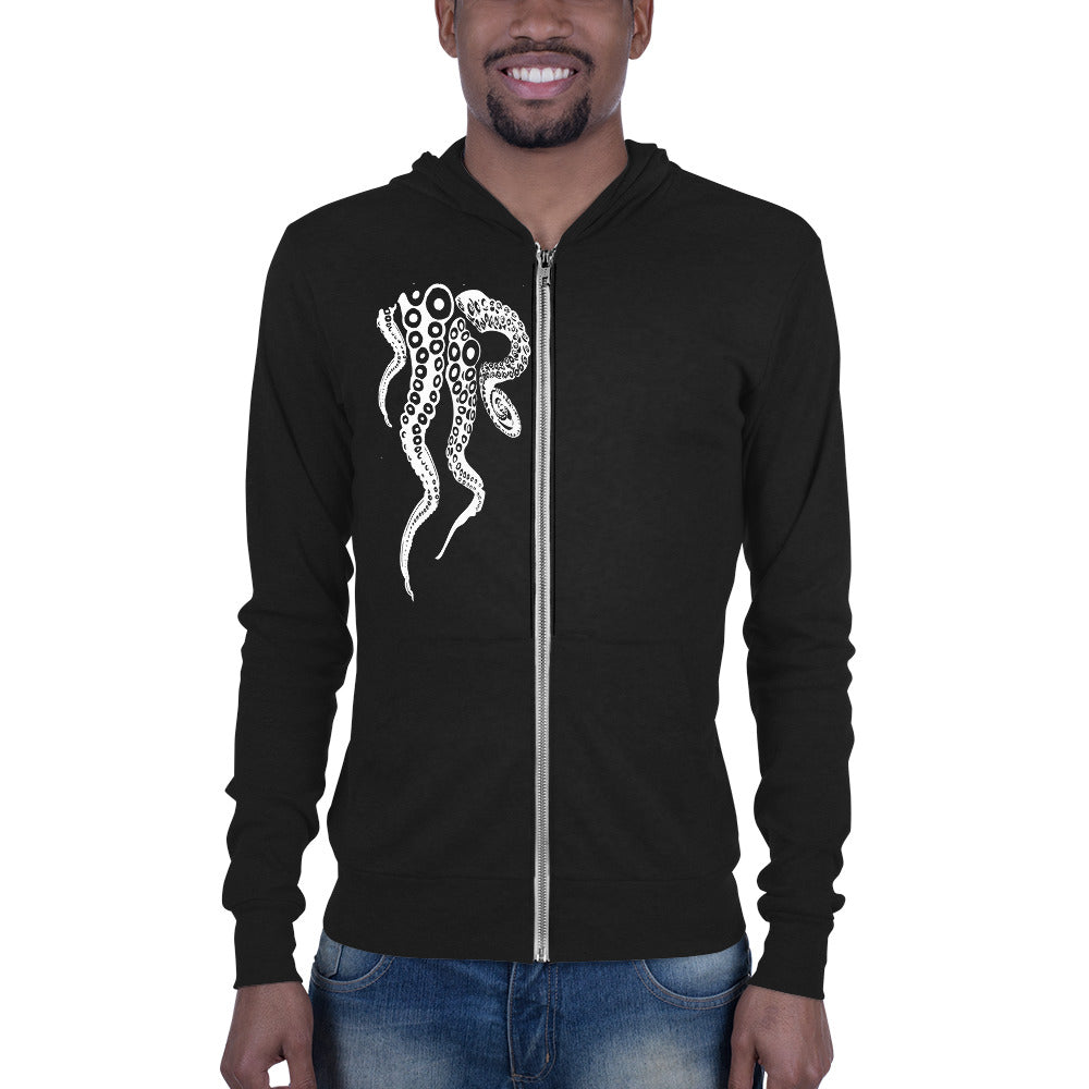 Octopus Tentacles Zip Up Hoodie Sweatshirt-Hoodies Unisex-S-Black-Revival Ink