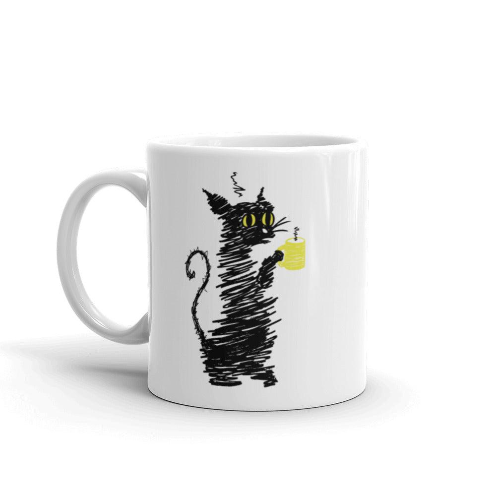Coffee Cat - Funny Black Cat Mug-ceramic mugs-11oz-Revival Ink