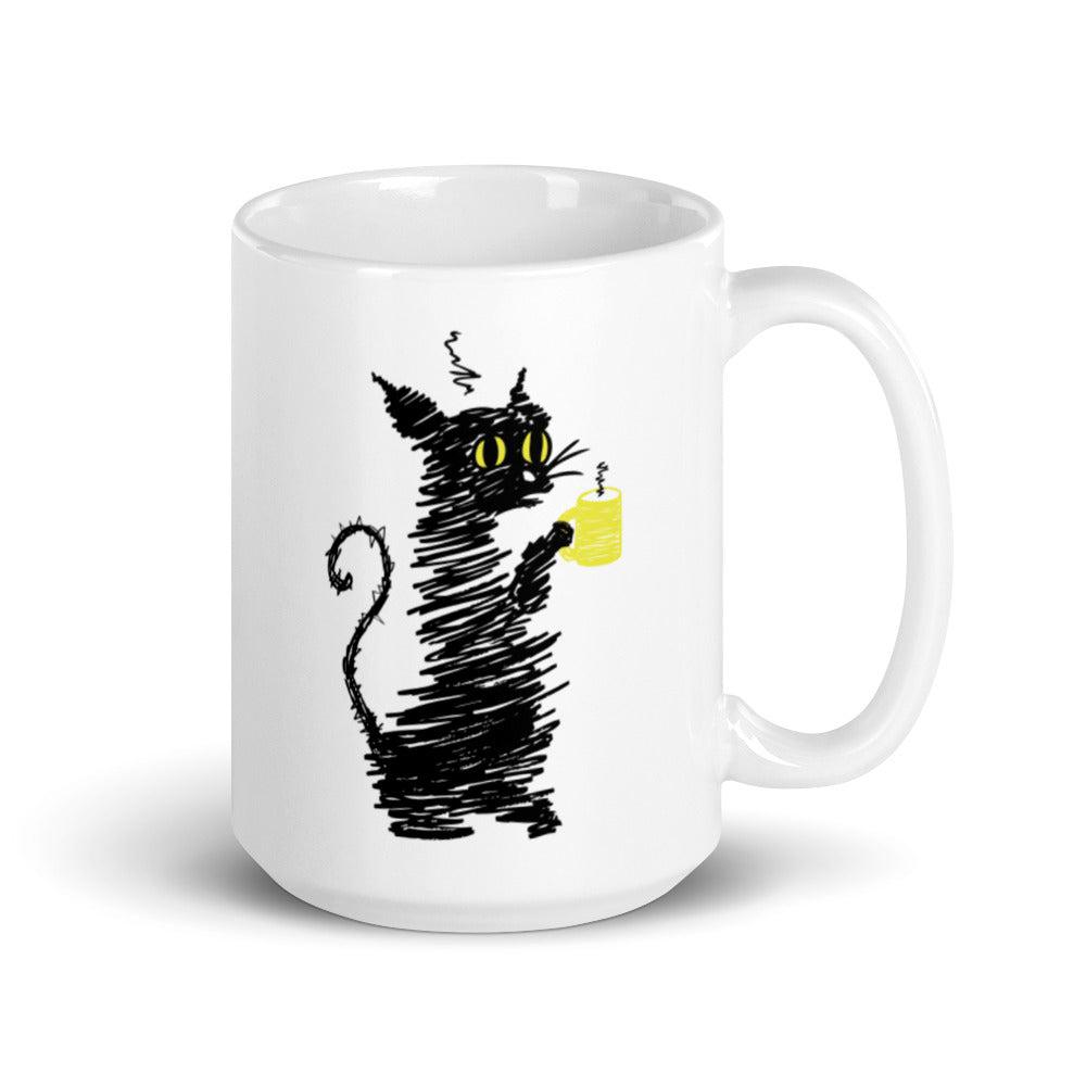 Coffee Cat - Funny Black Cat Mug-ceramic mugs-15oz-Revival Ink