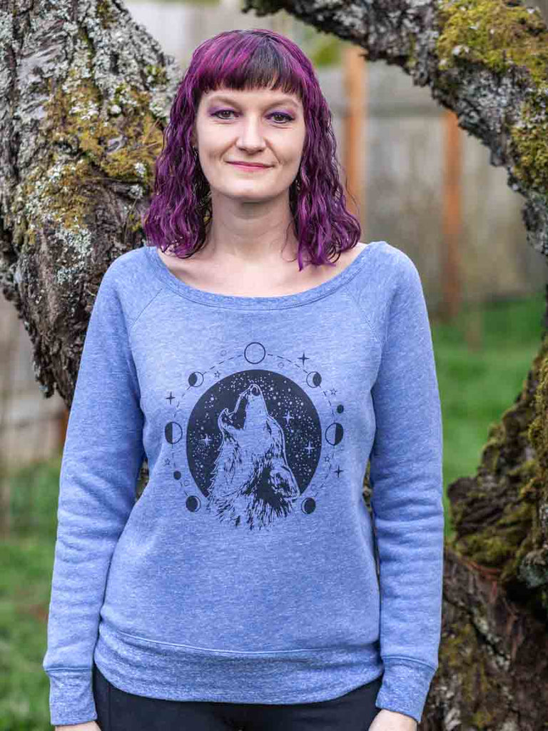 Moon Wolf Womens Sweatshirt-Womens Sweatshirts-Revival Ink