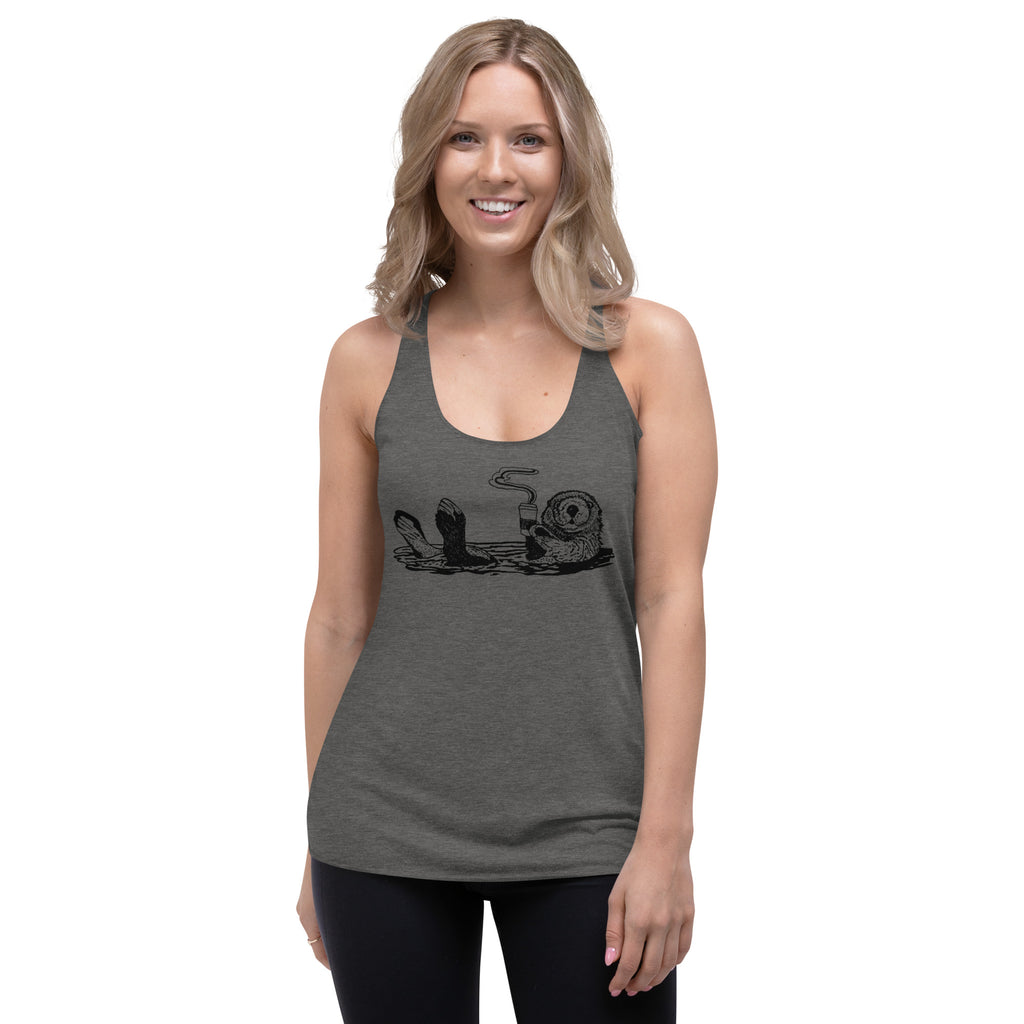 Coffee Otter Womens Tank Top-Womens Tank Tops-S-Gray-Revival Ink