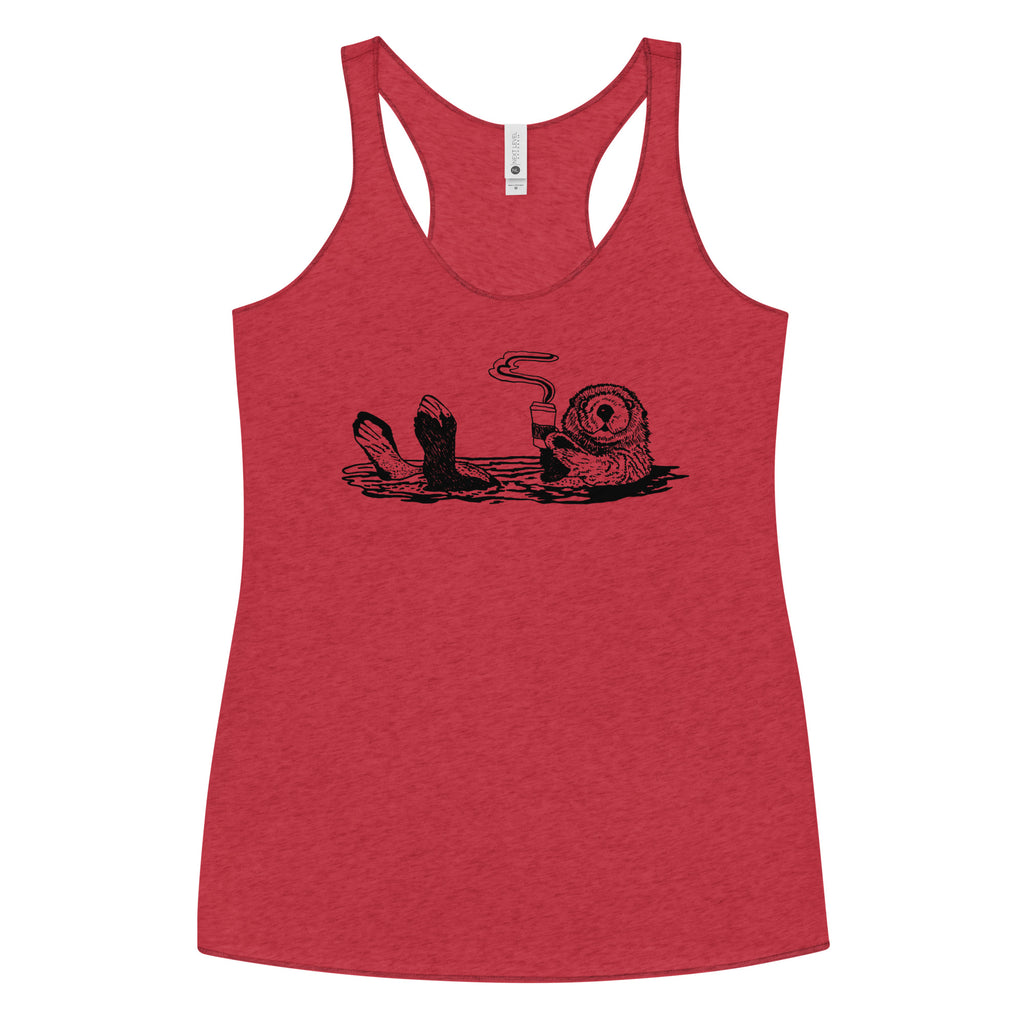 Coffee Otter Womens Tank Top-Womens Tank Tops-S-Red-Revival Ink