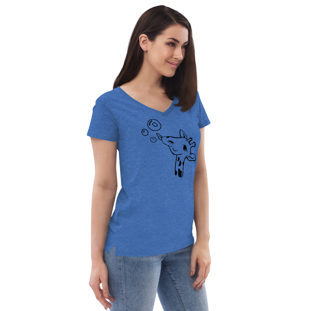 Giraffe Womens Graphic Tee-Womens T-Shirts Comfy-S-Blue-Revival Ink