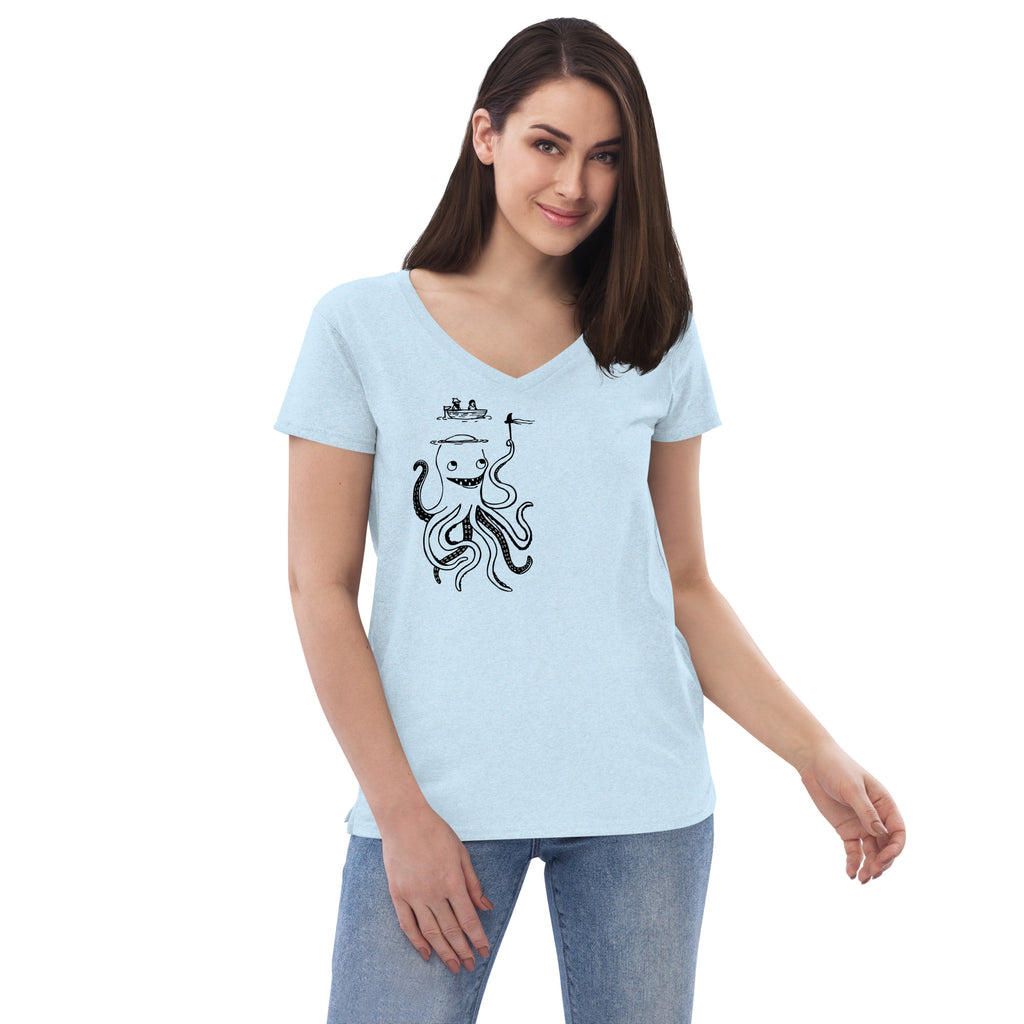 Funny Octopus Womens T-Shirt-Womens T-Shirts Relaxed-S-Light Blue-Revival Ink