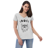 Women's Moon Phases Cat T Shirt-Womens T-Shirts Comfy-L-Gray-Revival Ink