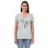 Giraffe Womens Graphic Tee-Womens T-Shirts Comfy-S-Gray-Revival Ink